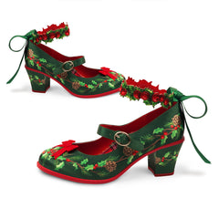 Chocolaticas® Christmas Eve Mid Heels Women's Mary Jane Pump